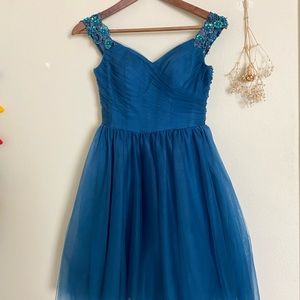 ink blue chiffon prom or formal dress